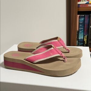 Tory Burch Pink and Tan Sandals